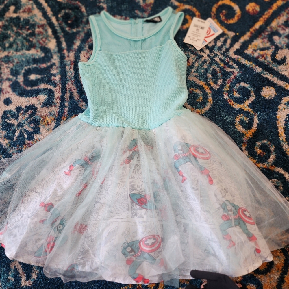 Marvel Captain America Girls Size 7/8 Blue Dress New With Tags